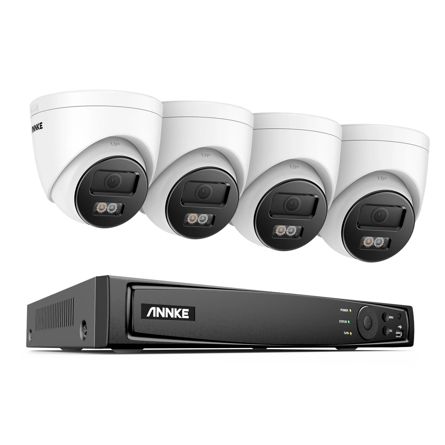 ANNKE 4K 8MP PoE CCTV sistem | 8-kanalni H.265+ NVR, 4× 8MP kamere, podpora za 128 GB TF kartico