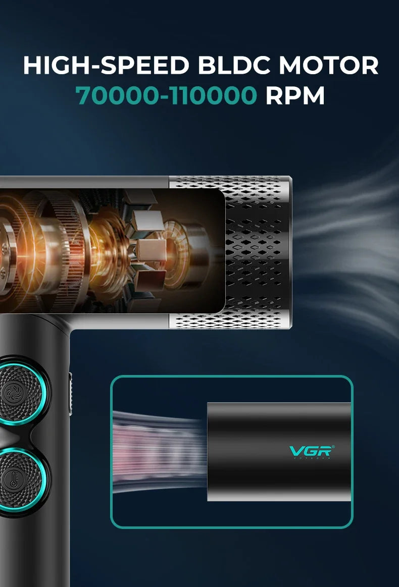 VGR Hair Dryers Professional Hair Dryer Machine Negative Ion 110000 RPM Air Blower Barber Salon BLDC Motor Home Appliance V-401