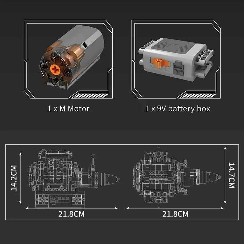 Mould King 10204 Motorized FE Sports Car V8 Engine Building Set - Limetastore