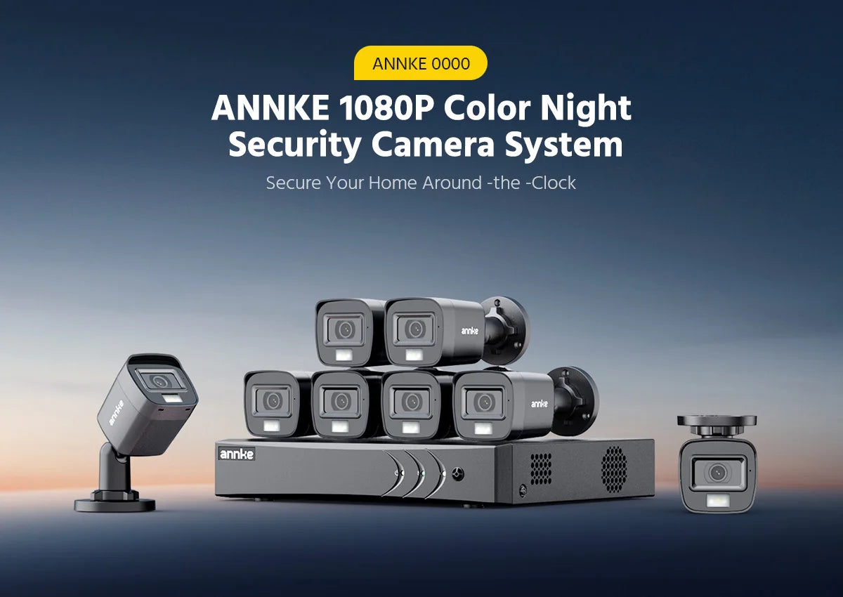 ANNKE 1080P Dvojna-svetlobna CCTV kamera | 8-kanalni DVR, zaznavanje ljudi in vozil, IP67 zunanje kamere
