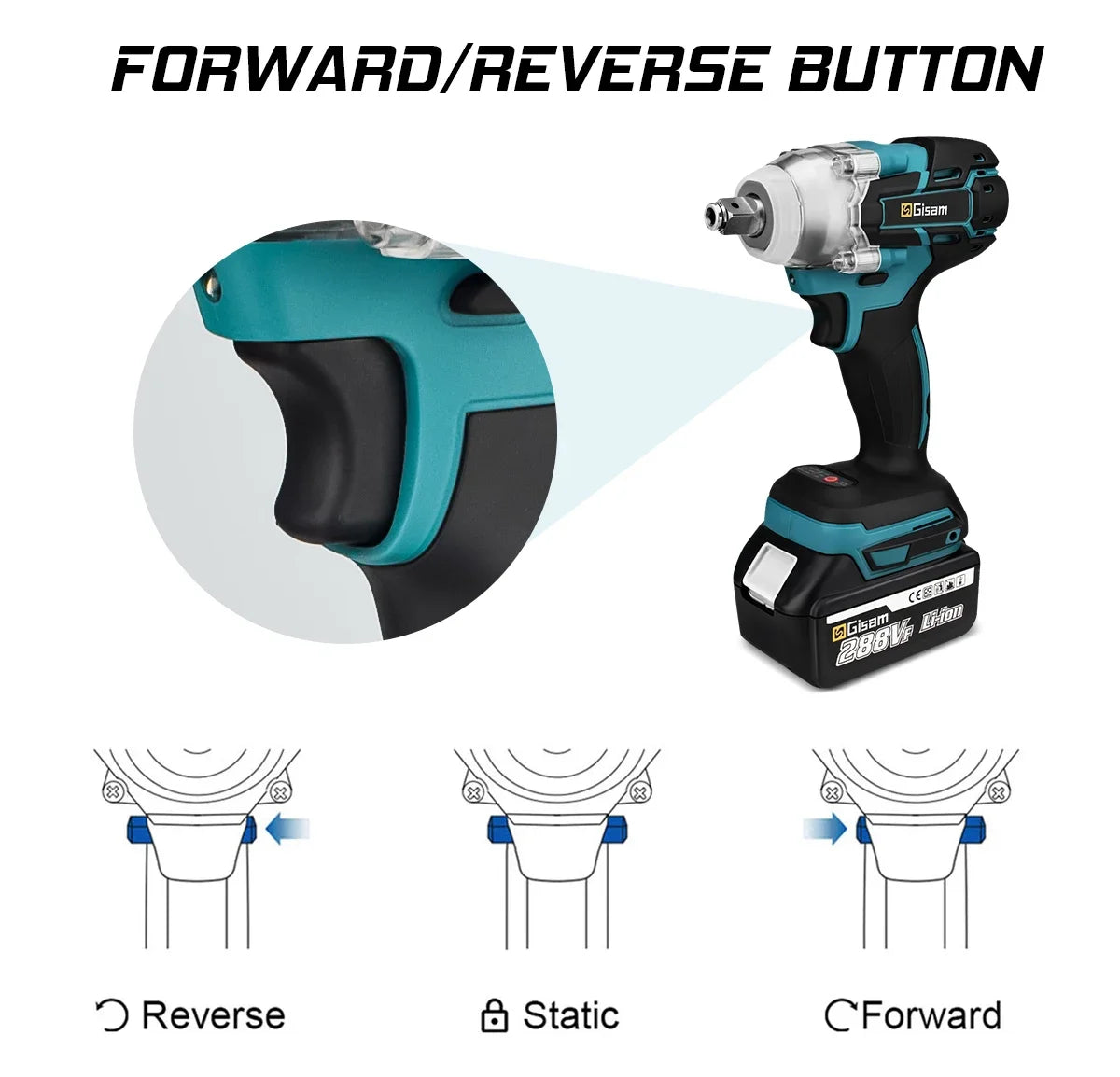 Gisam 520N.m brezkrtačni udarni vijačnik 1/2" za Makita 18V