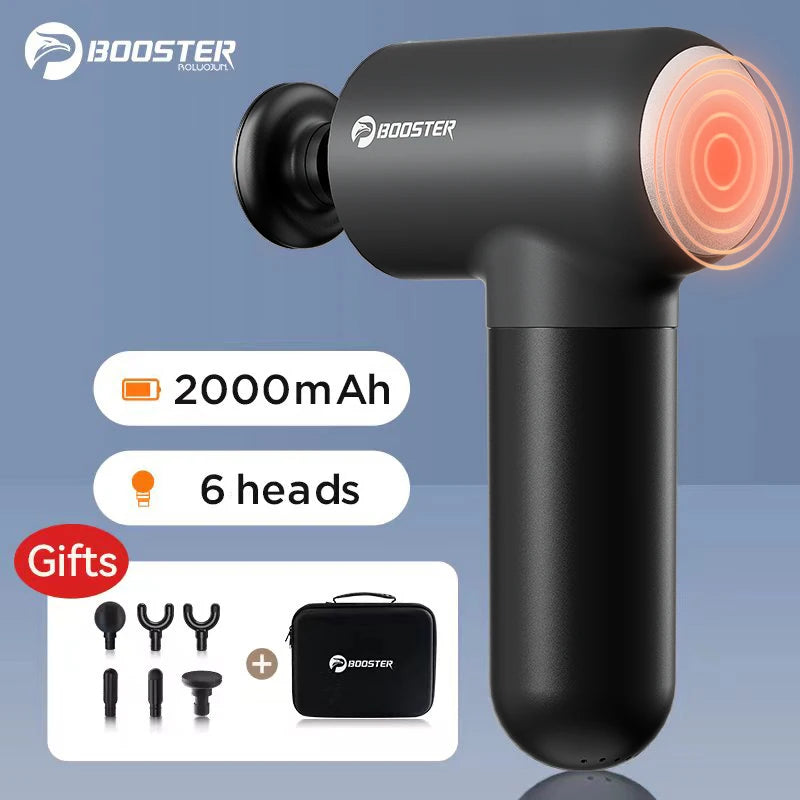 Booster V3 – Mini električna masažna pištola | 6-stopenjski tolkalni masažer, vroča kompresija, prenosni globinski masažer