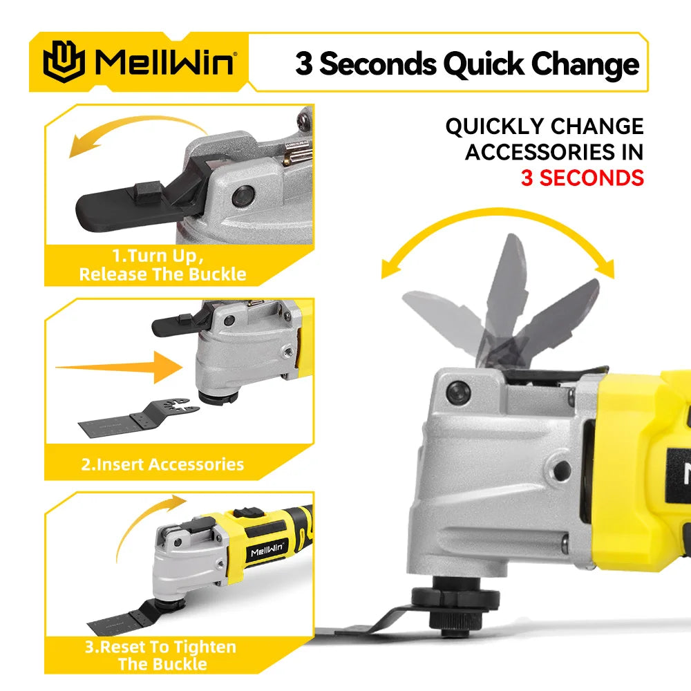 MELLWIN Brushless Oscillating Multi Function Tool Electric Saw Polisher woodworking Cutting Tool For Makita 18V Battery Pin - Limetastore