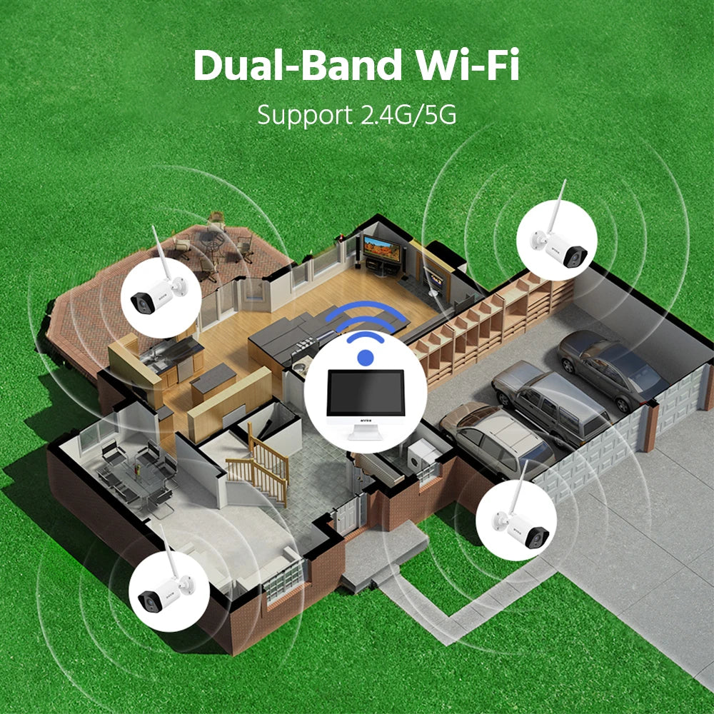 ANNKE 8MP 4K brezžični CCTV sistem | 10-kanalni NVR, dvopasovni WiFi, dvosmerni zvok, IR nočni vid