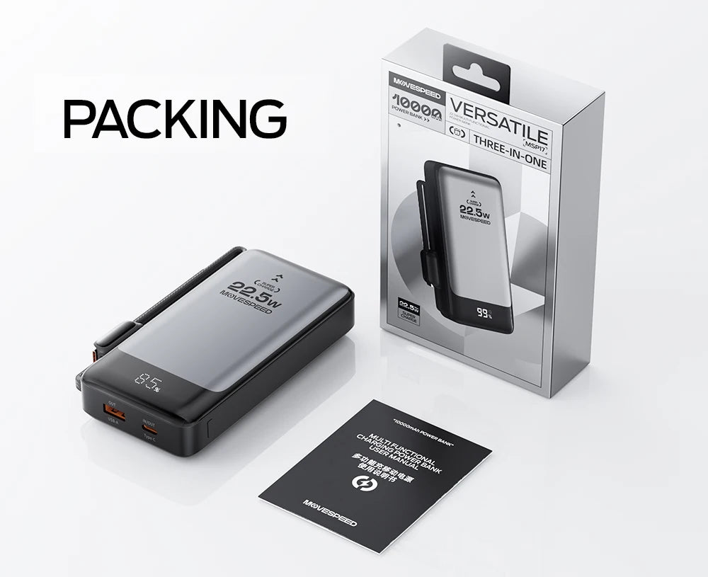 MOVESPEED MSP17 prenosna baterija (power bank) 10000mAh 2-v-1 z zložljivim EU vtičem