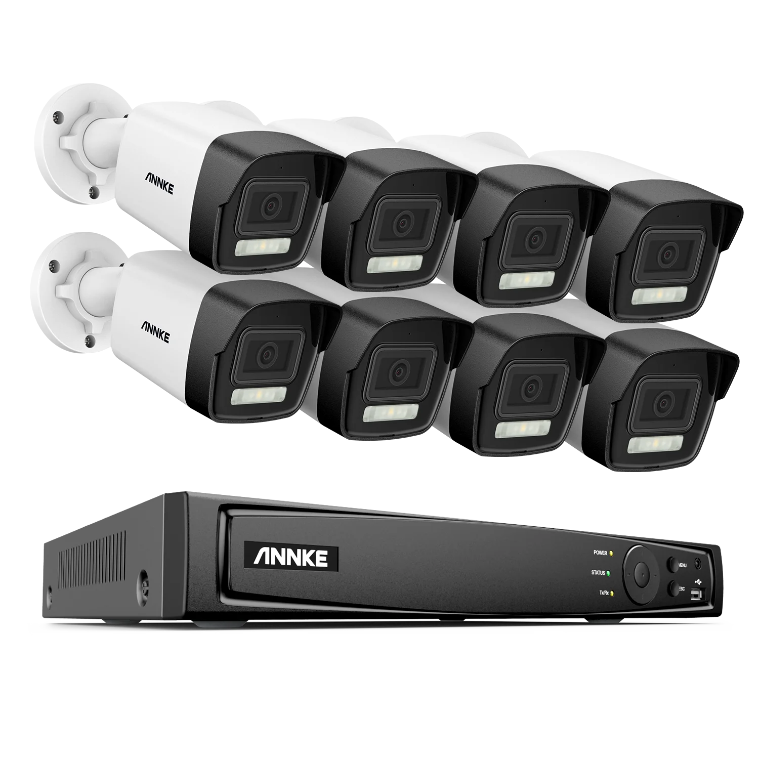 ANNKE 4K 8MP PoE CCTV sistem | 8-kanalni H.265+ NVR, 4× 8MP kamere, podpora za 128 GB TF kartico