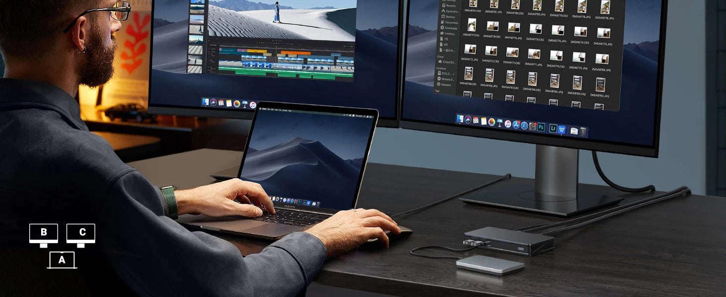 UGREEN 9‑v‑1 priklopna postaja DisplayLink USB‑C z dvojnim 4K60Hz