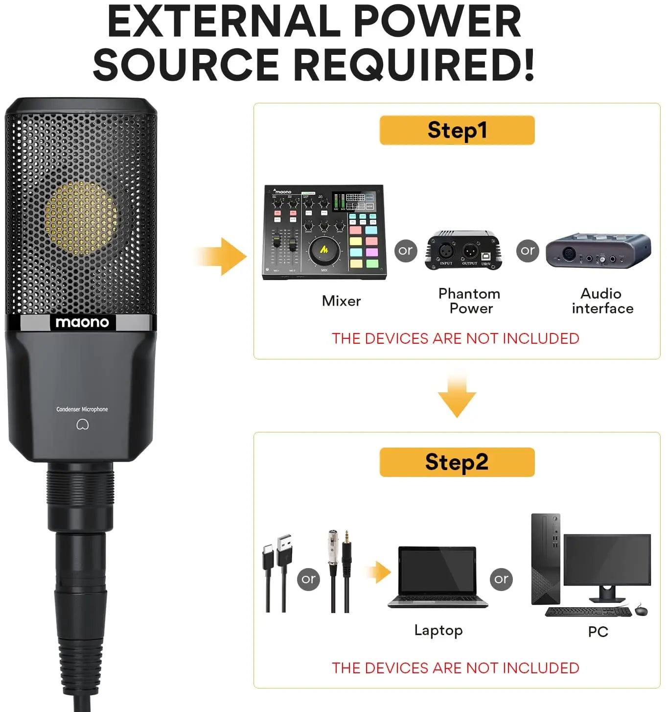 Maono PM500T – XLR Large‑Diaphragm Condenser Microphone | 34 mm Cardioid Studio Mic for Recording, Podcasting, Streaming & DJ Production