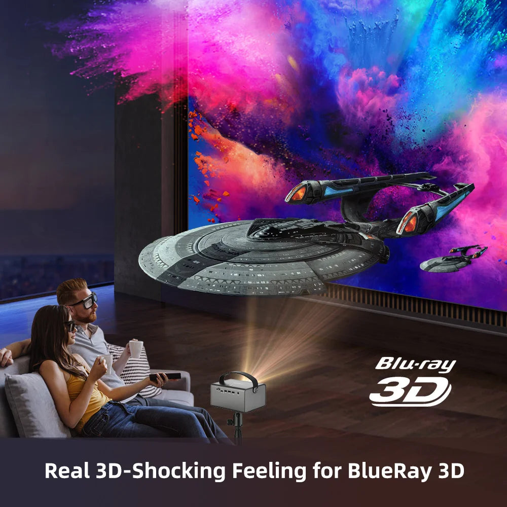 BYINTEK R17 Portable Smart 3D Projector – 750 ANSI Lumens, 4K Support